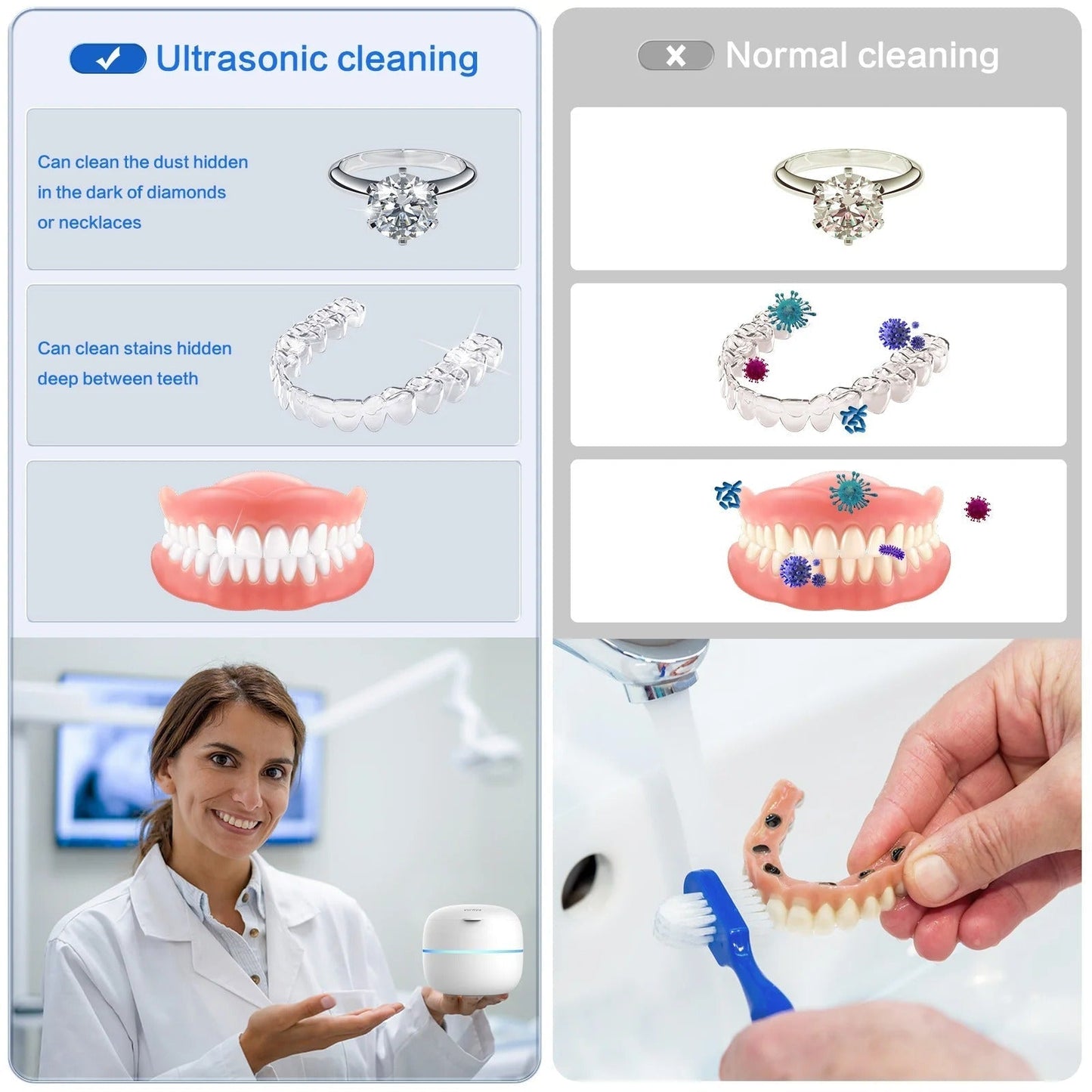 Ultrasonic Tooth Cleaner with UV-C Sterilization