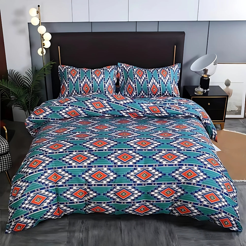 Boho Tribal Print Duvet Cover Set in Cotton-Microfiber