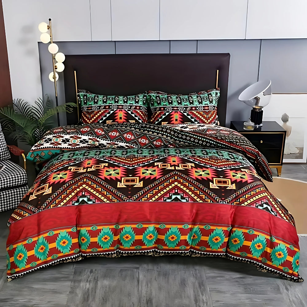 Boho Tribal Print Duvet Cover Set in Cotton-Microfiber