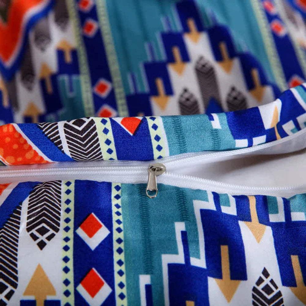 Boho Tribal Print Cotton-Microfiber Duvet Cover Set