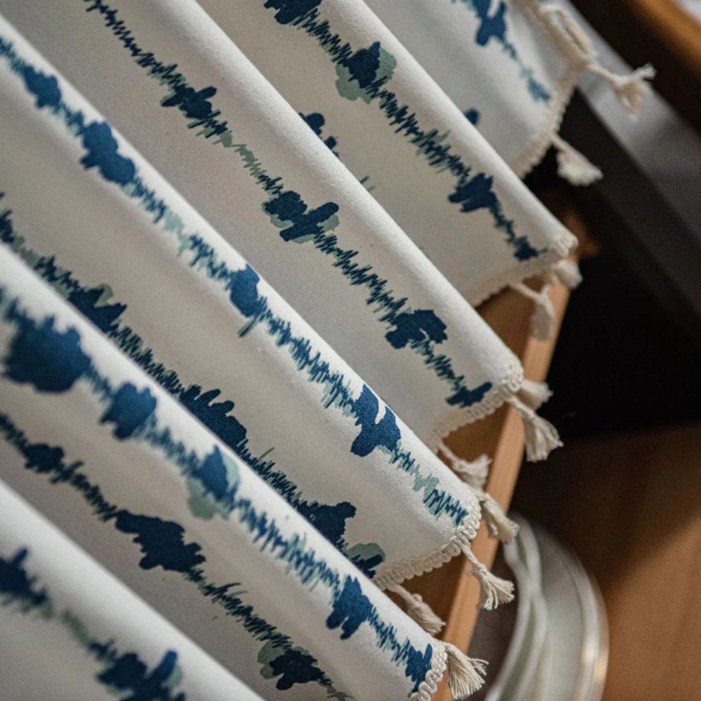 Blue Inkblot Tassel Cabinet Curtain