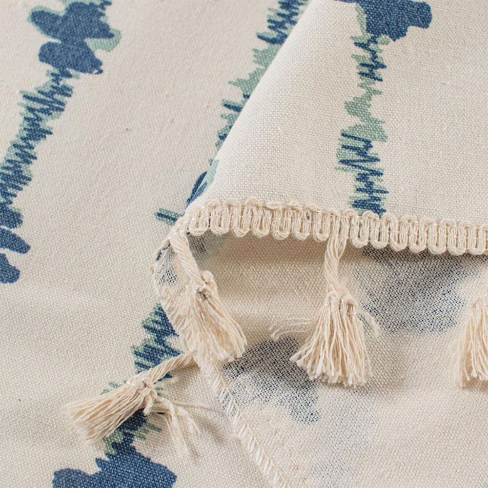 Blue Inkblot Tassel Cabinet Curtain