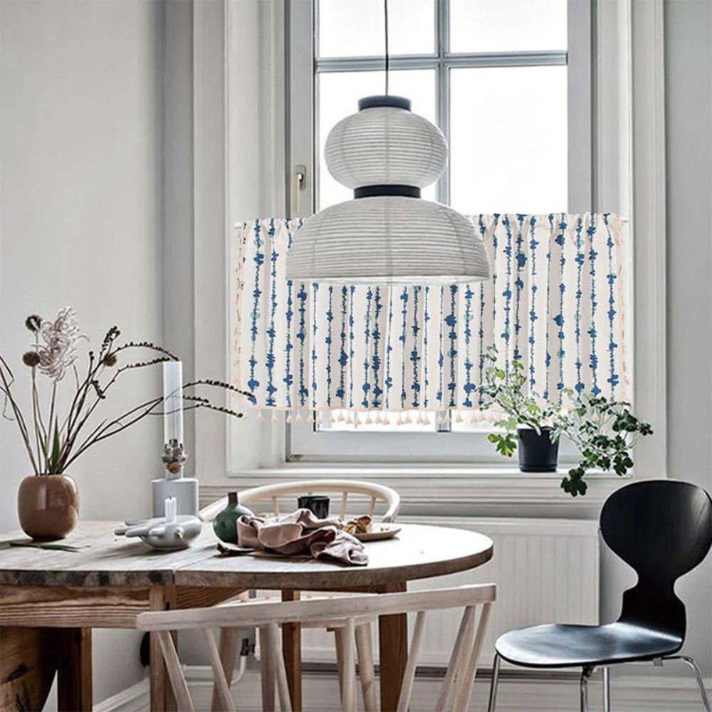 Blue Inkblot Tassel Cabinet Curtain