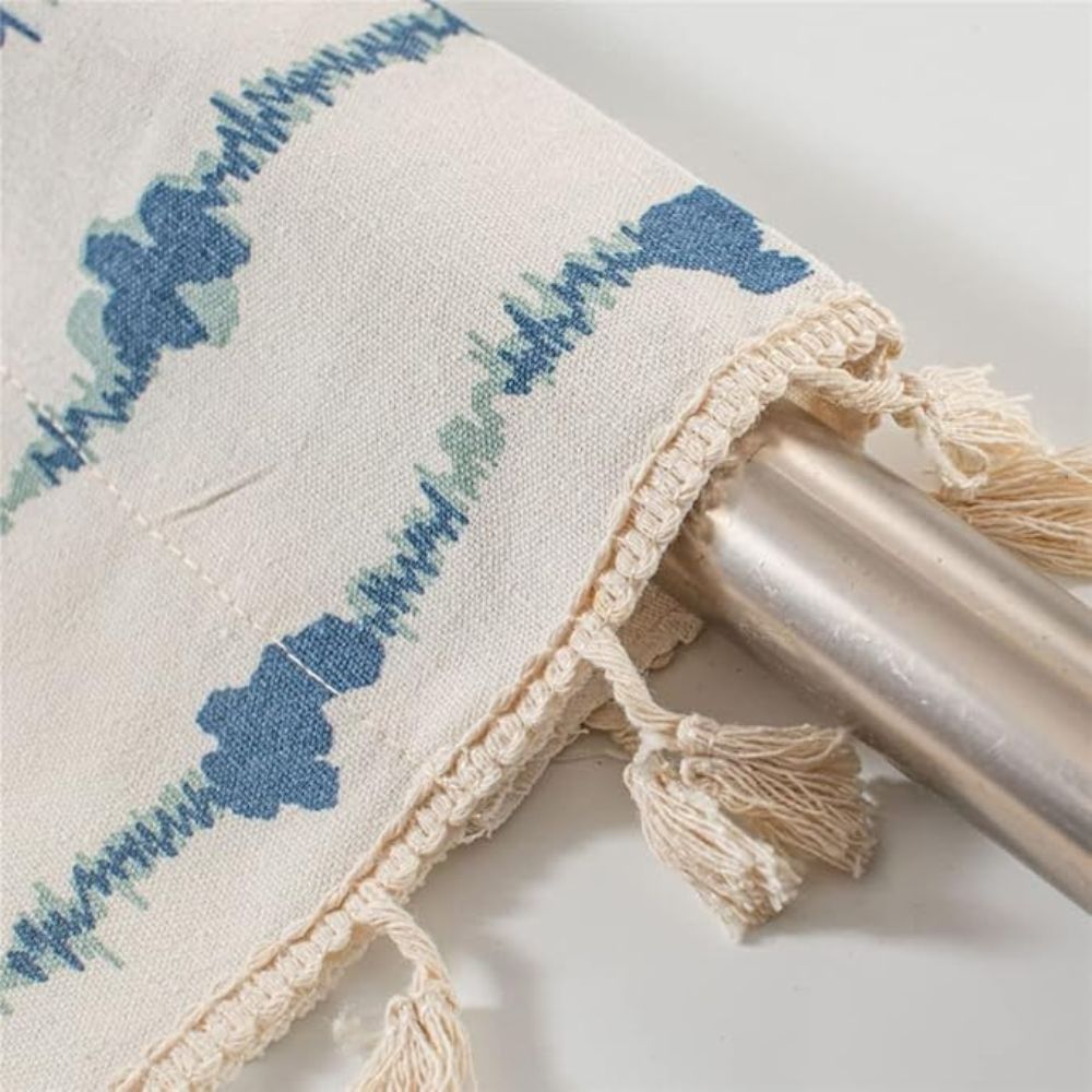 Blue Inkblot Tassel Cabinet Curtain
