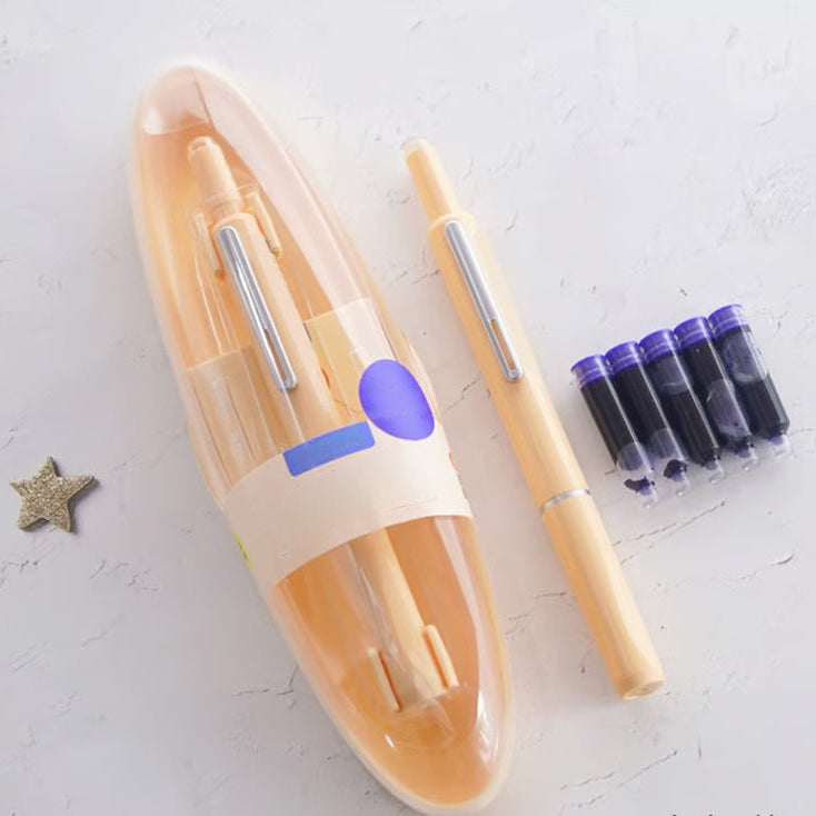 Retractable Fine Tip Fountain Pen with Stainless Steel Tip