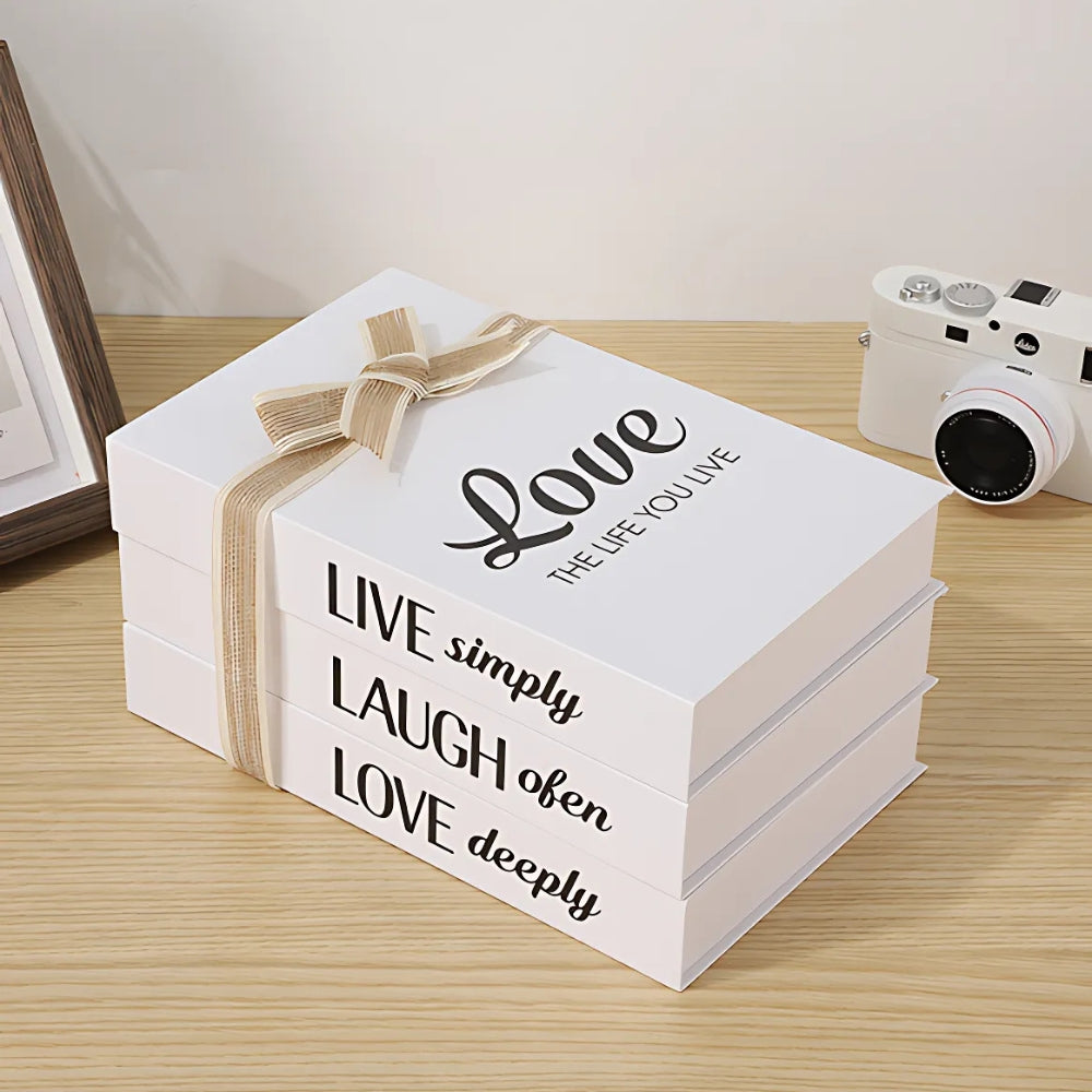 Rustic Faux Book Stack with Uplifting Quotes