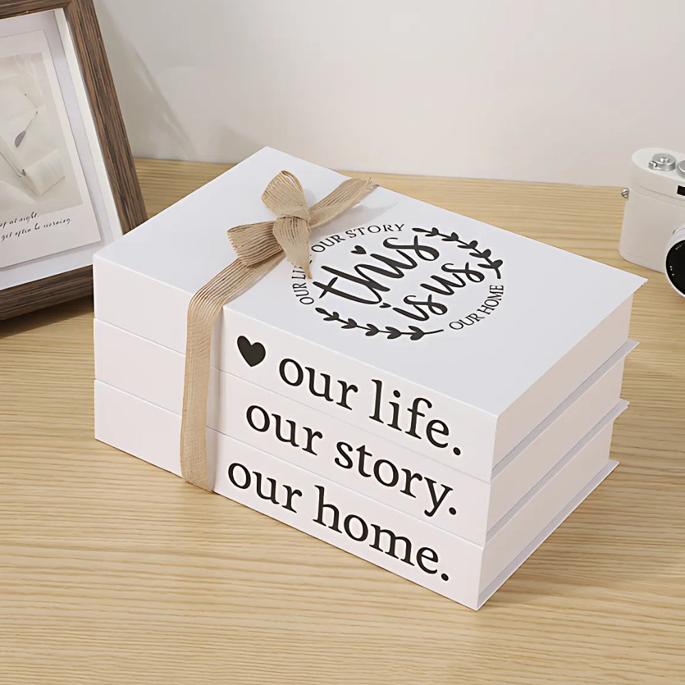 Rustic Faux Book Stack with Uplifting Quotes