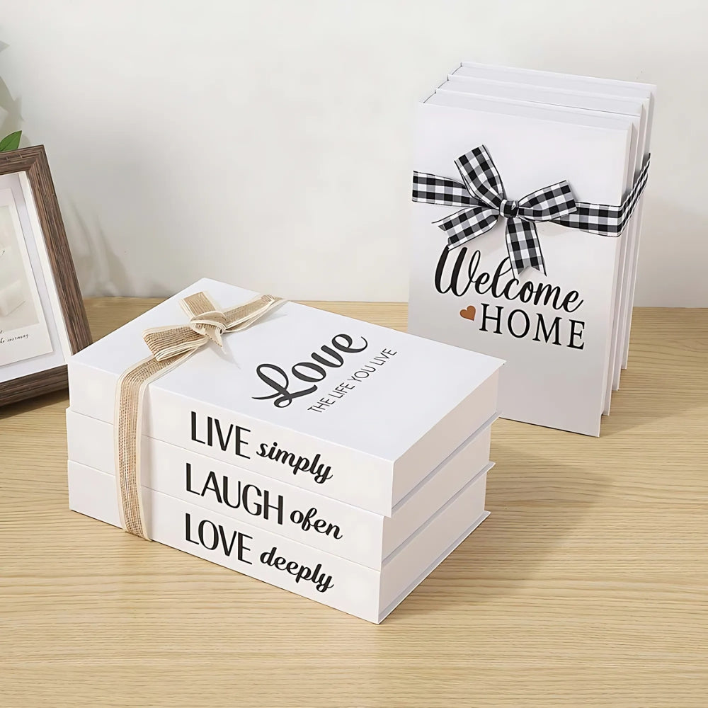Rustic Faux Book Stack with Uplifting Quotes
