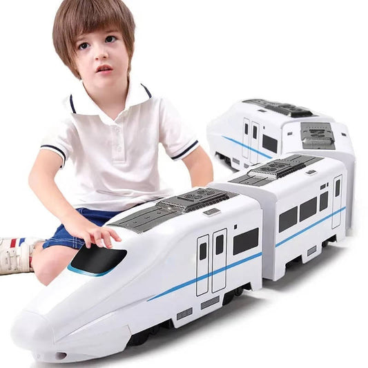 Interactive 4-Car Train Toy Set with Spinning Action, Flashing Lights, and Realistic Sounds for Toddlers