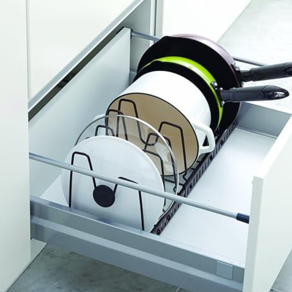 Adjustable Iron Pot Lid and Utensils Storage Rack
