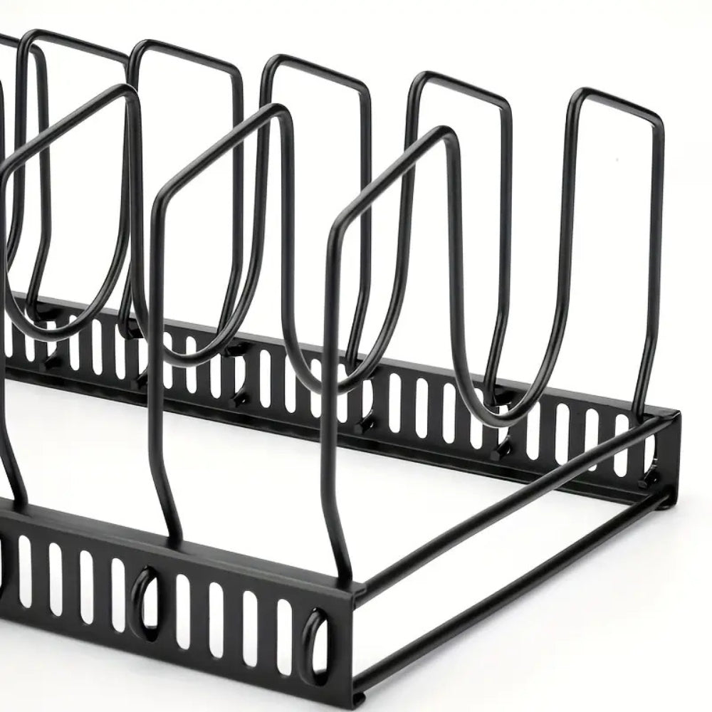 Adjustable Iron Pot Lid and Utensils Storage Rack