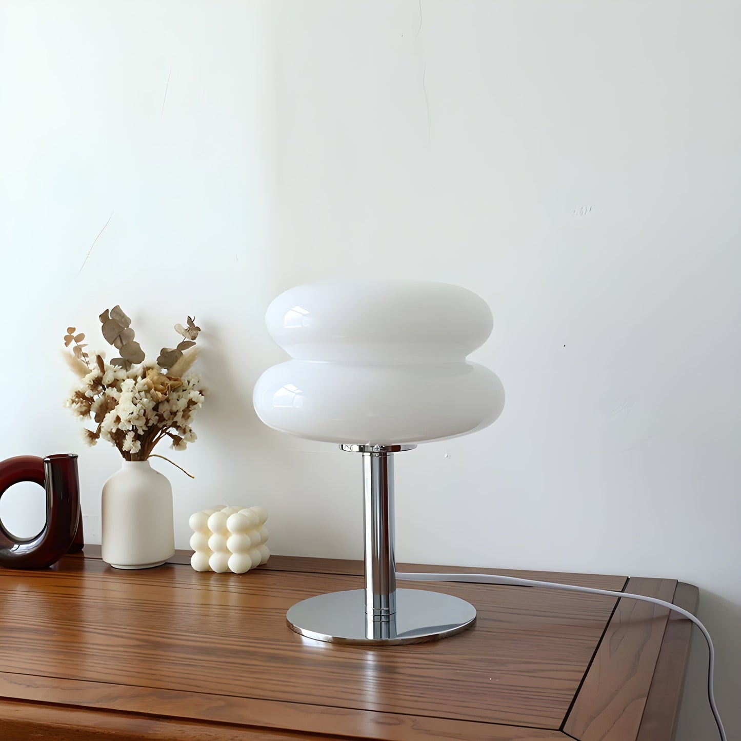 Italian Glass LED Table Lamp - Vintage Chic Egg Shape