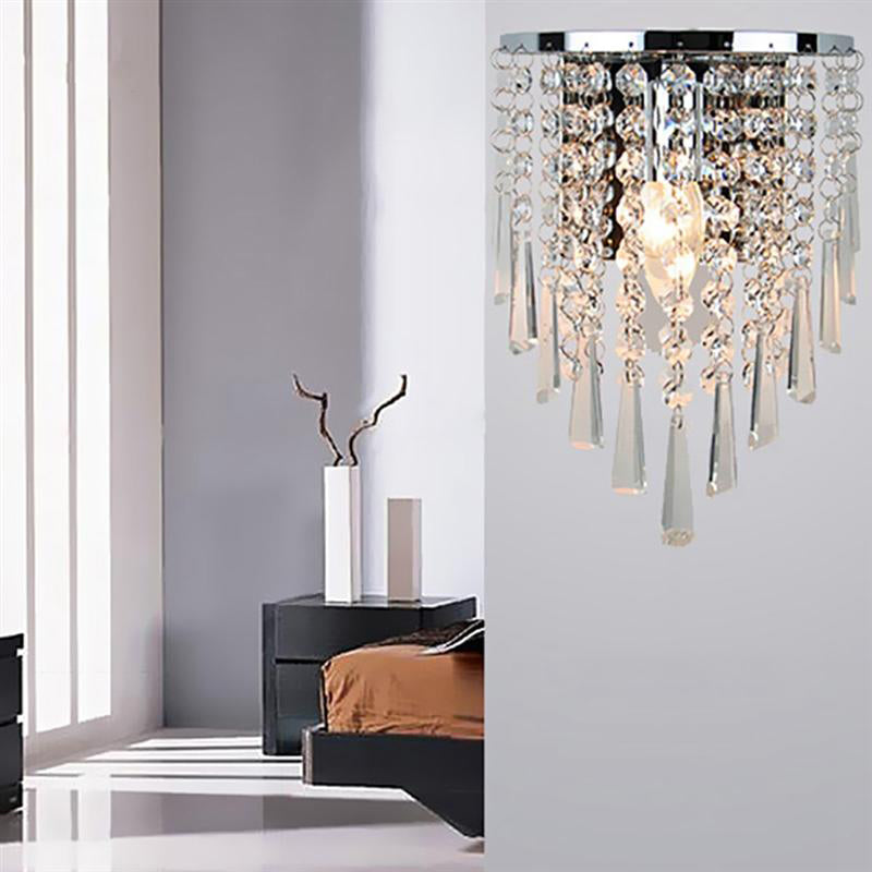 Modern Chrome Wall Sconce with Crystal Drops