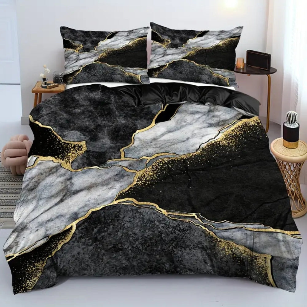 Golden Marble Duvet Cover Set with Pillowcases