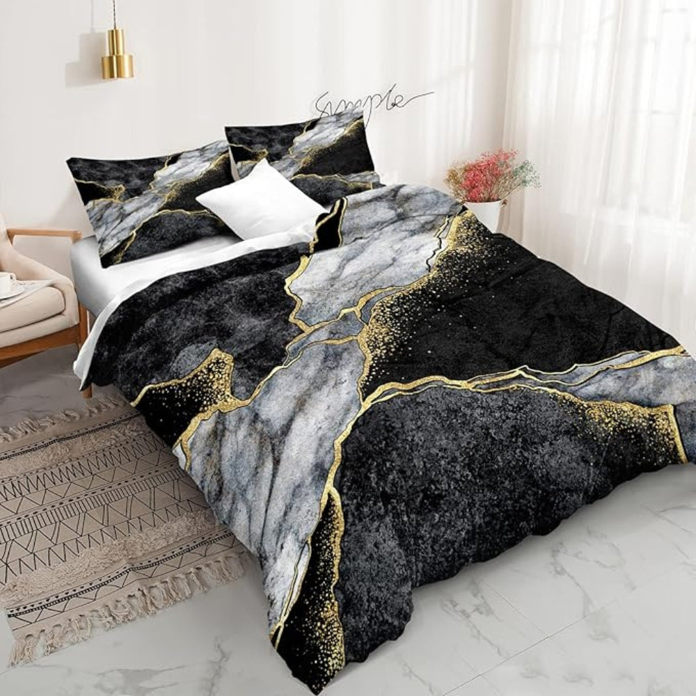 Golden Marble Duvet Cover Set with Pillowcases