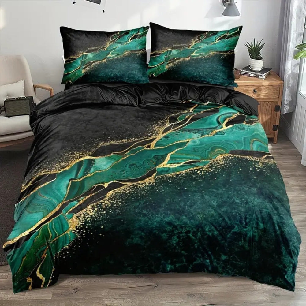 Golden Marble Duvet Cover Set with Pillowcases