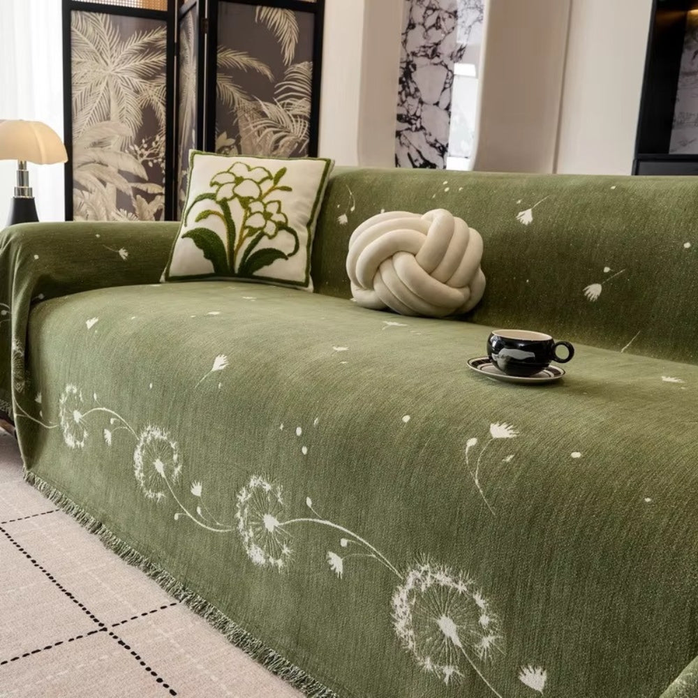 Japandi Dandelion Print Microfiber Sofa Cover
