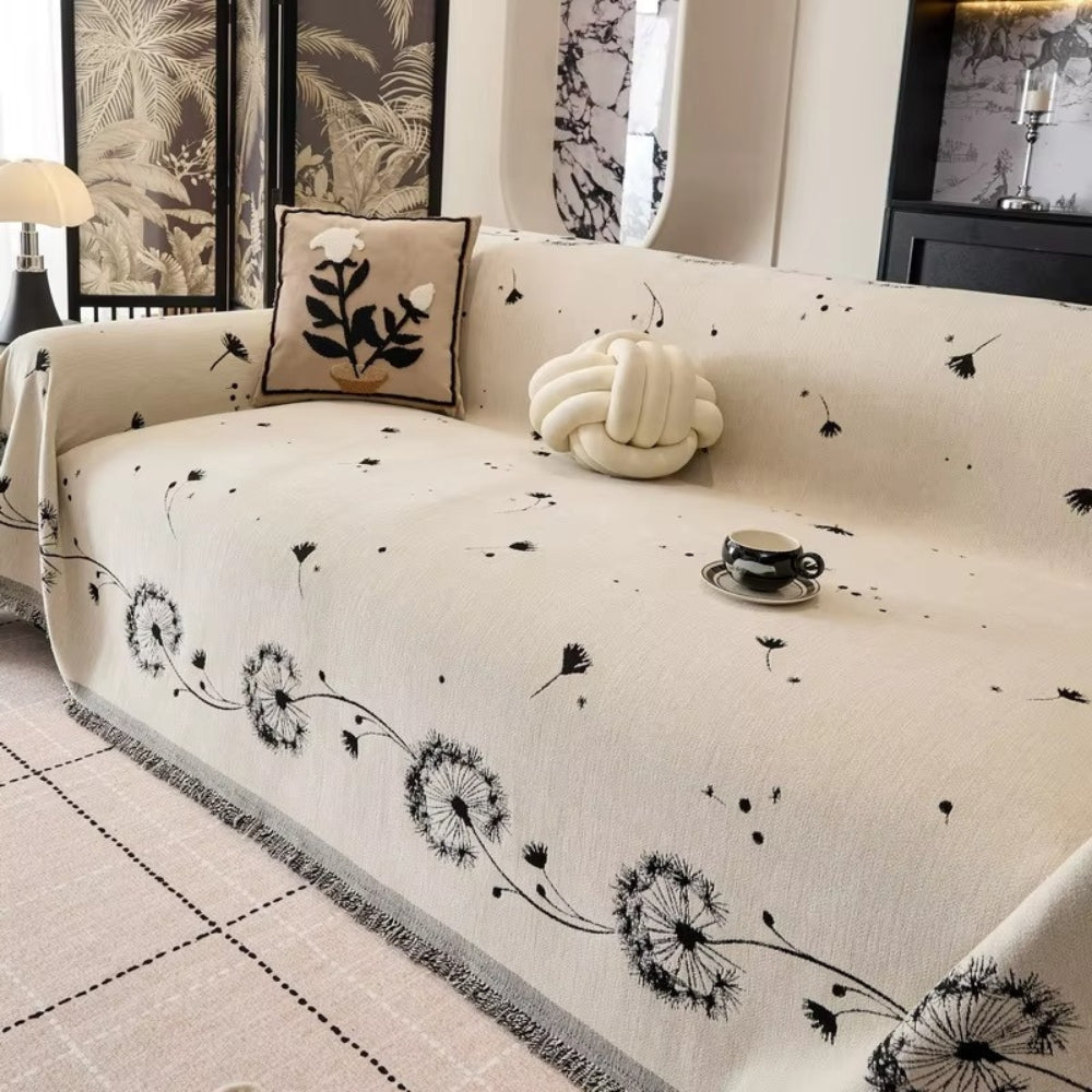 Japandi Dandelion Puff Microfiber Sofa Cover