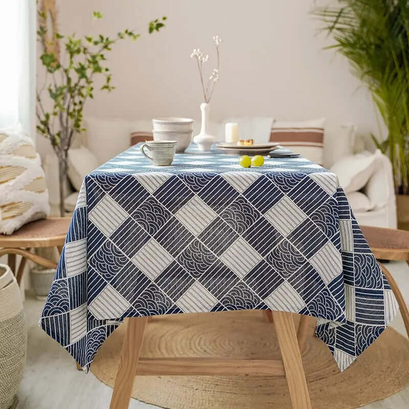 Japanese Linen Tablecloth in Elegant Rectangular Design