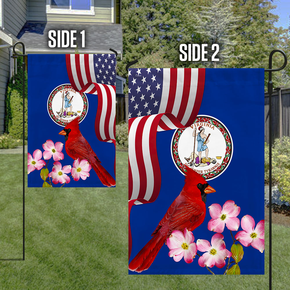 Virginia State Cardinal and Dogwood Flower Heavy Duty Flag