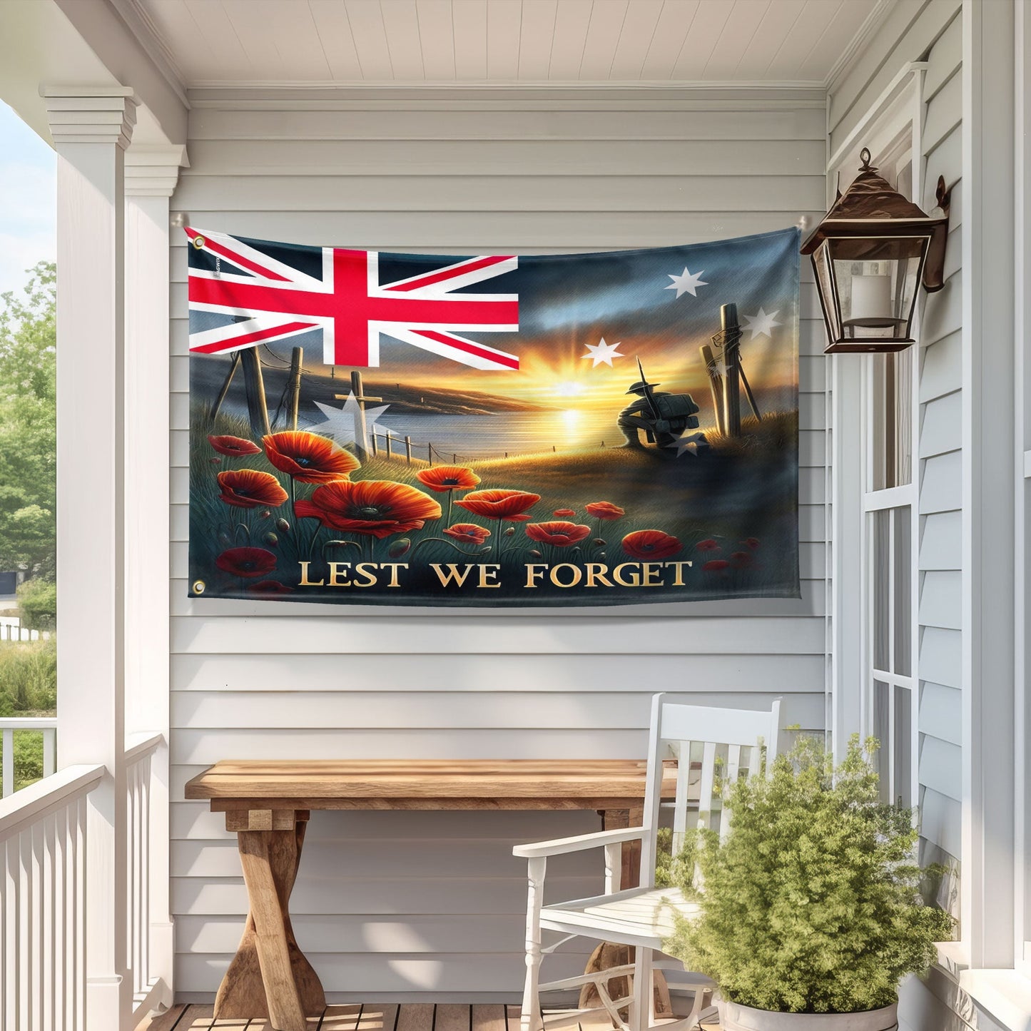 Lest We Forget Grommet Flag for Anzac Day and Remembrance Day