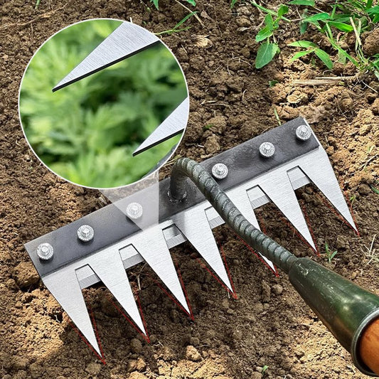 Versatile Carbon Steel Lawn Rake with Interchangeable Heads