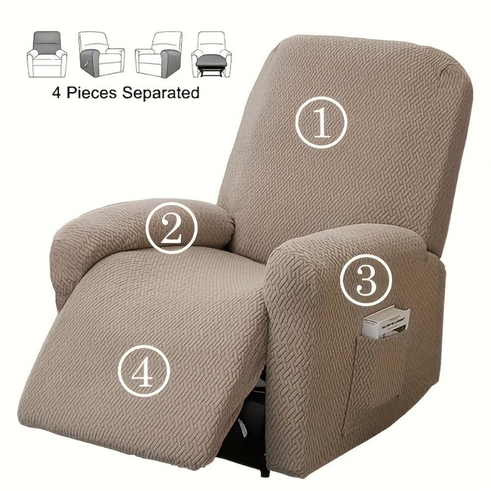 Fitted Microfiber Recliner Chair Cover with Side Pocket