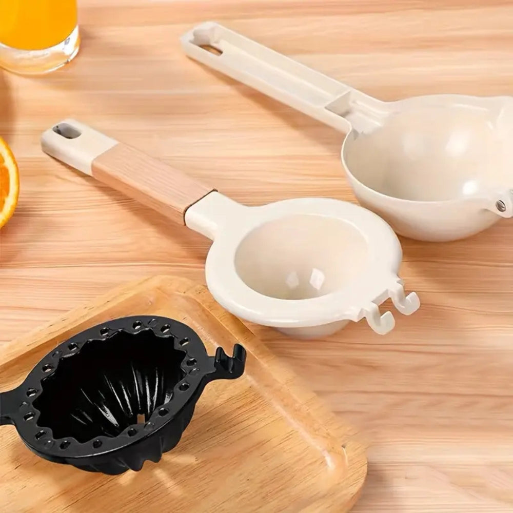 Stainless Steel Manual Citrus Squeezer with Wooden Handle