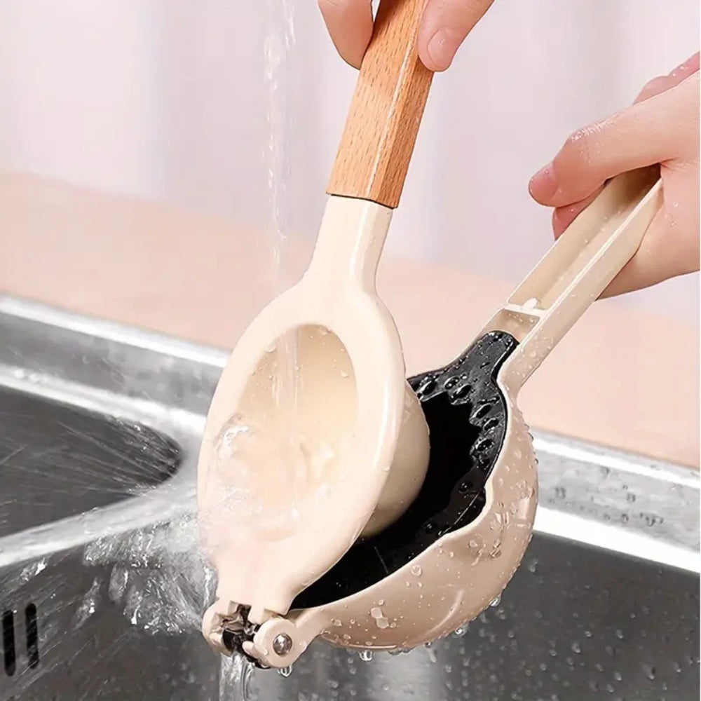Stainless Steel Manual Citrus Squeezer with Wooden Handle