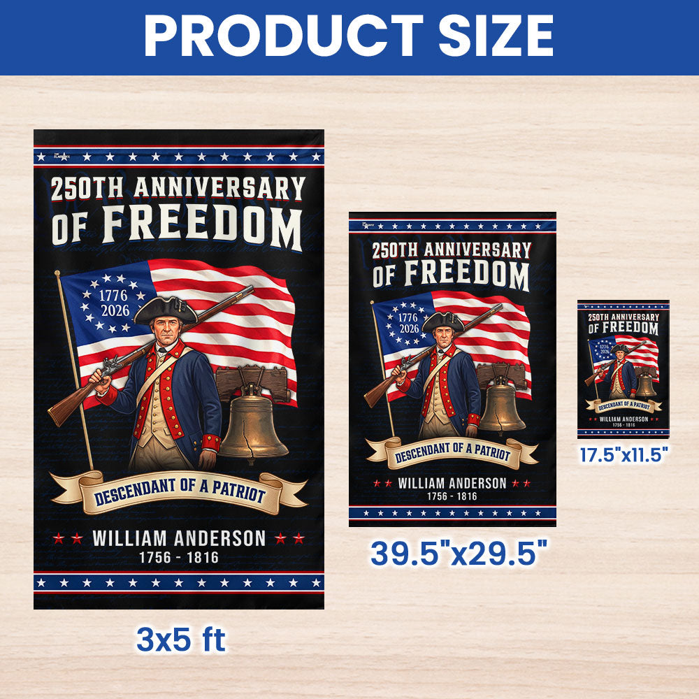 Custom Printed 250-Year Patriot Flag for Indoor Outdoor Use