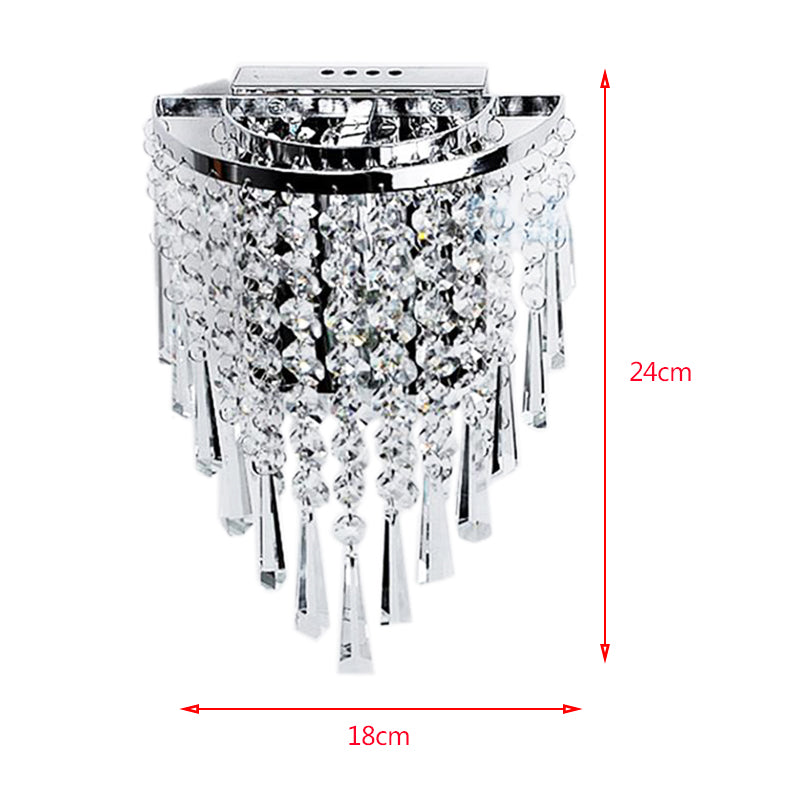 Modern Chrome Wall Sconce with Crystal Drops
