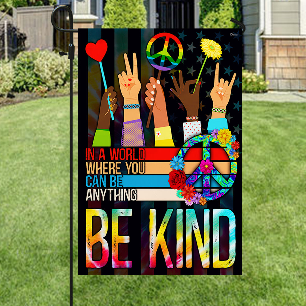 Be Kind Hippie Flag - Custom Double-Sided Canvas Decor