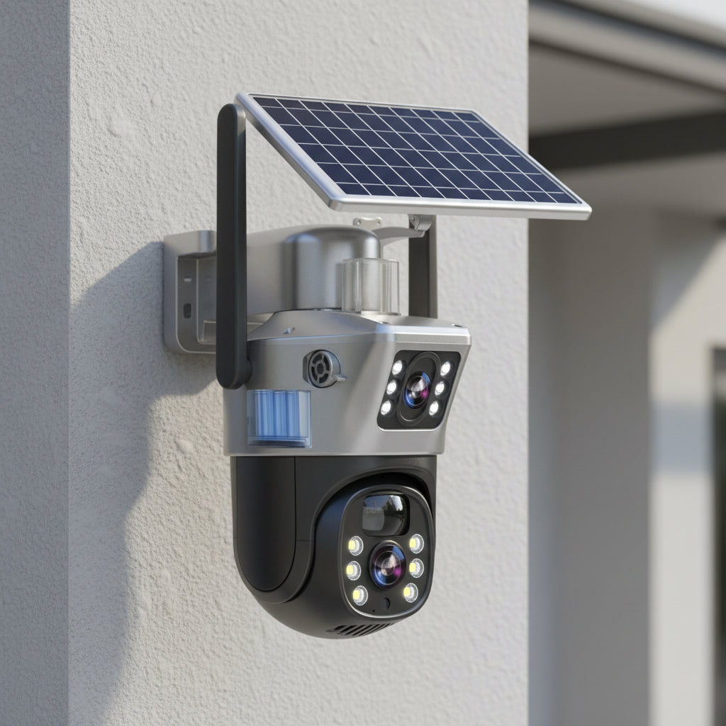 Wireless 4K Security Camera with Solar Panel and 360° Full View