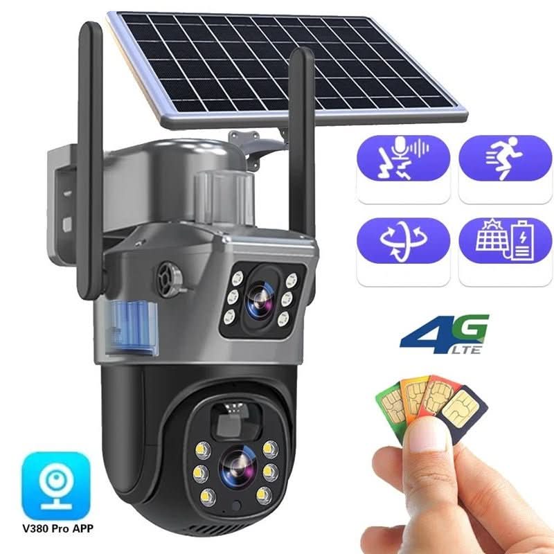 Wireless 4K Security Camera with Solar Panel and 360° Full View