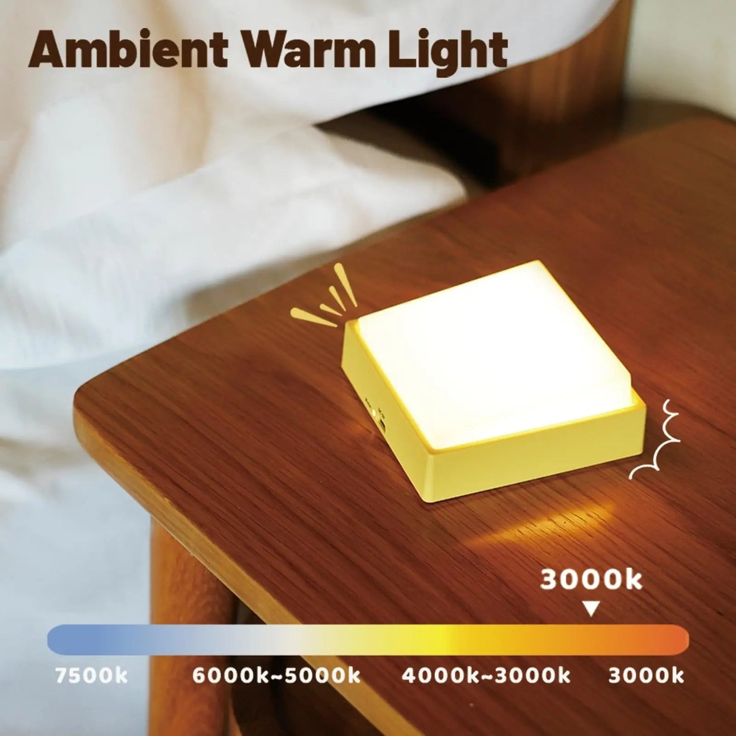 Rechargeable Wireless Dimmable Night Light with Magnetic Mount and Timer
