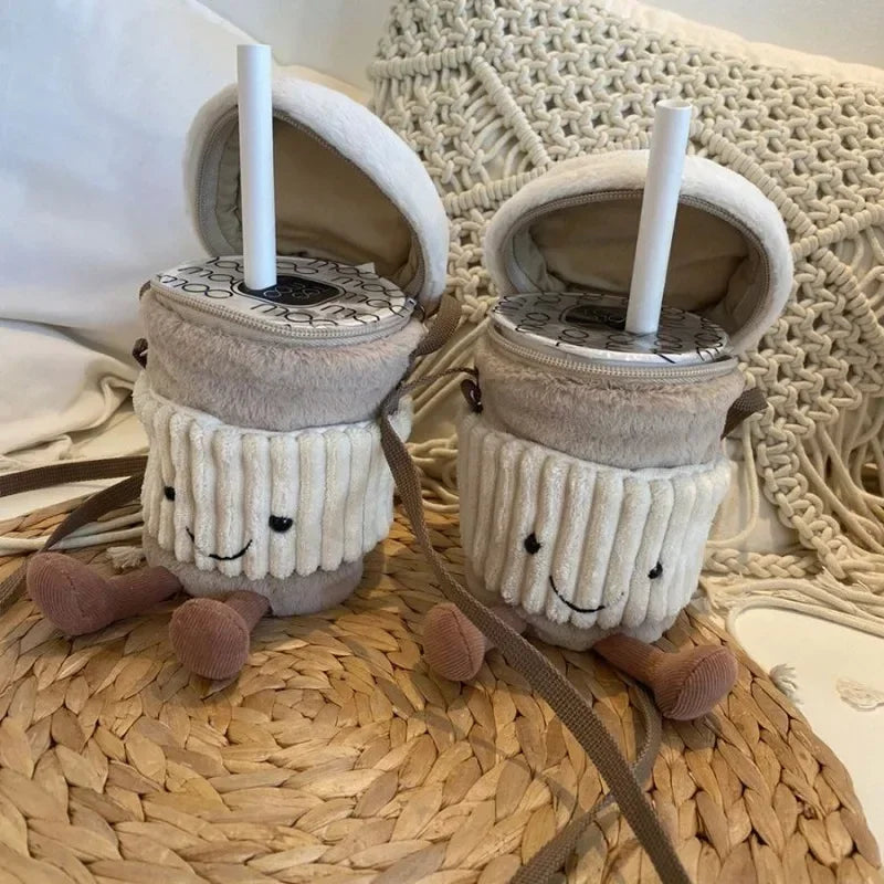 Cute Plush Coffee Cup Holder Bag