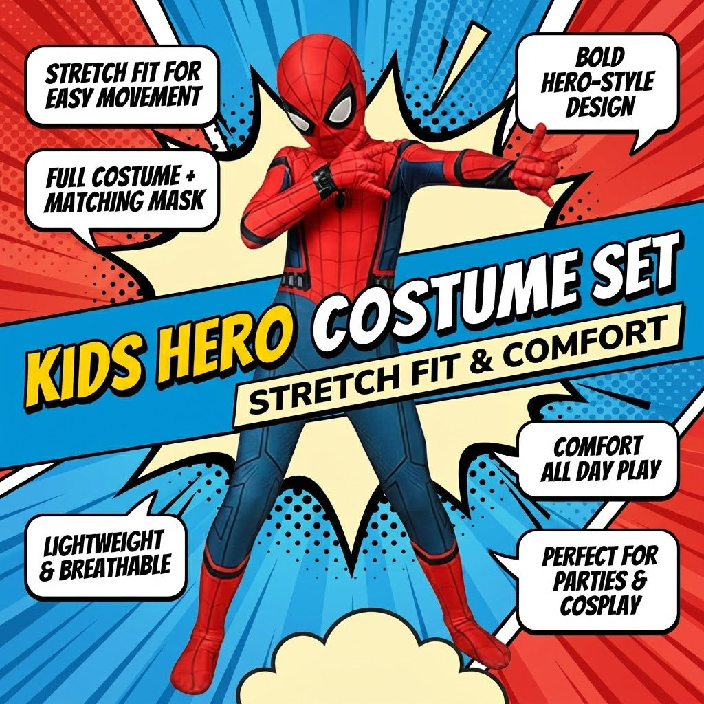 Kids Superhero Stretch Cosplay Costume with Mask