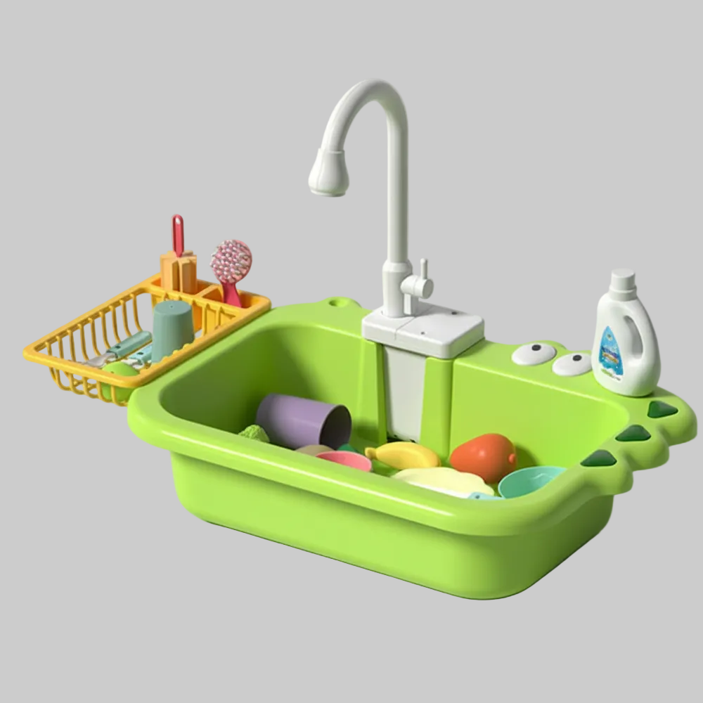 Kids Play Kitchen Sink Toy with Real Running Water and Cooking Accessories
