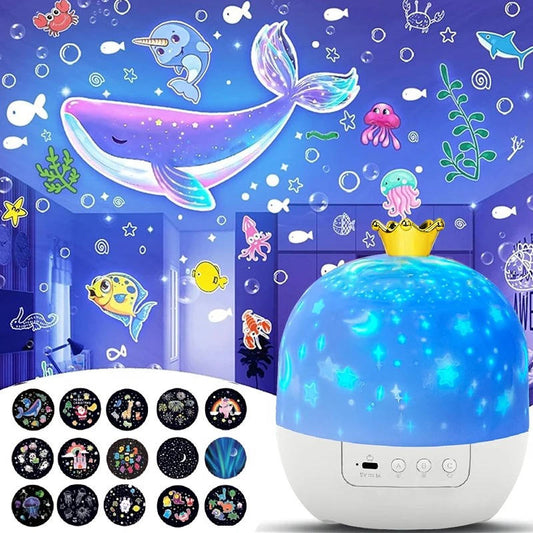Kids Projector Night Light with Remote – 6 Scenes, 5 Colors, Rotating Design