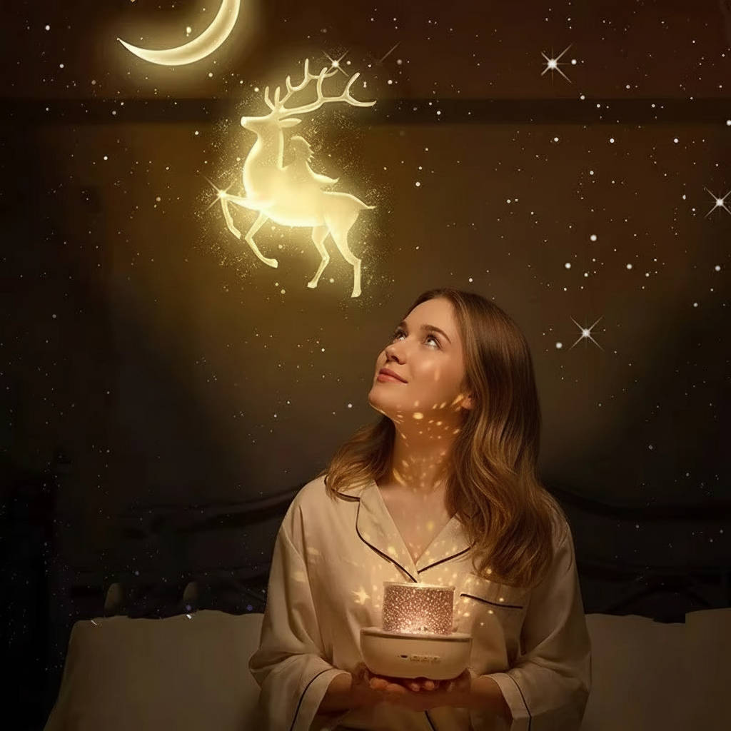 Kids Projector Night Light with Remote – 6 Scenes, 5 Colors, Rotating Design