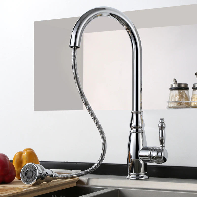 Retractable Kitchen Faucet with Dual Function Spray