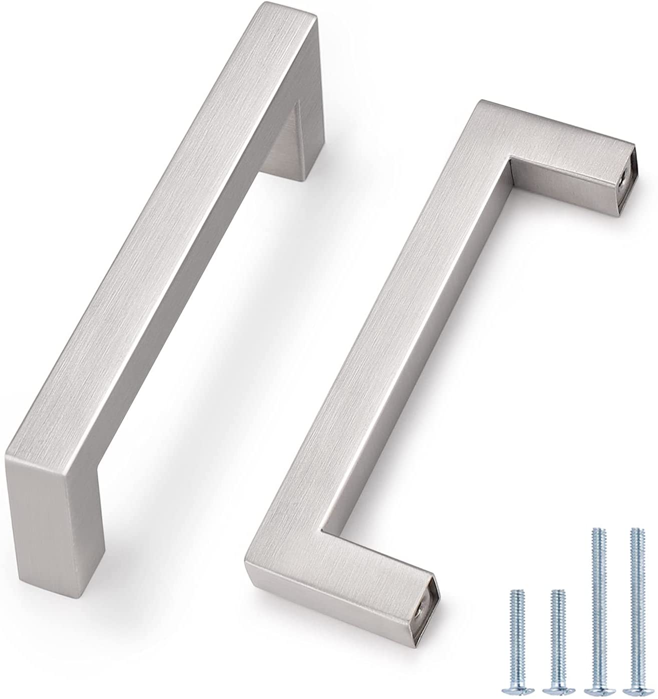 Brushed Nickel Stainless Steel Cabinet Pulls - Square Design