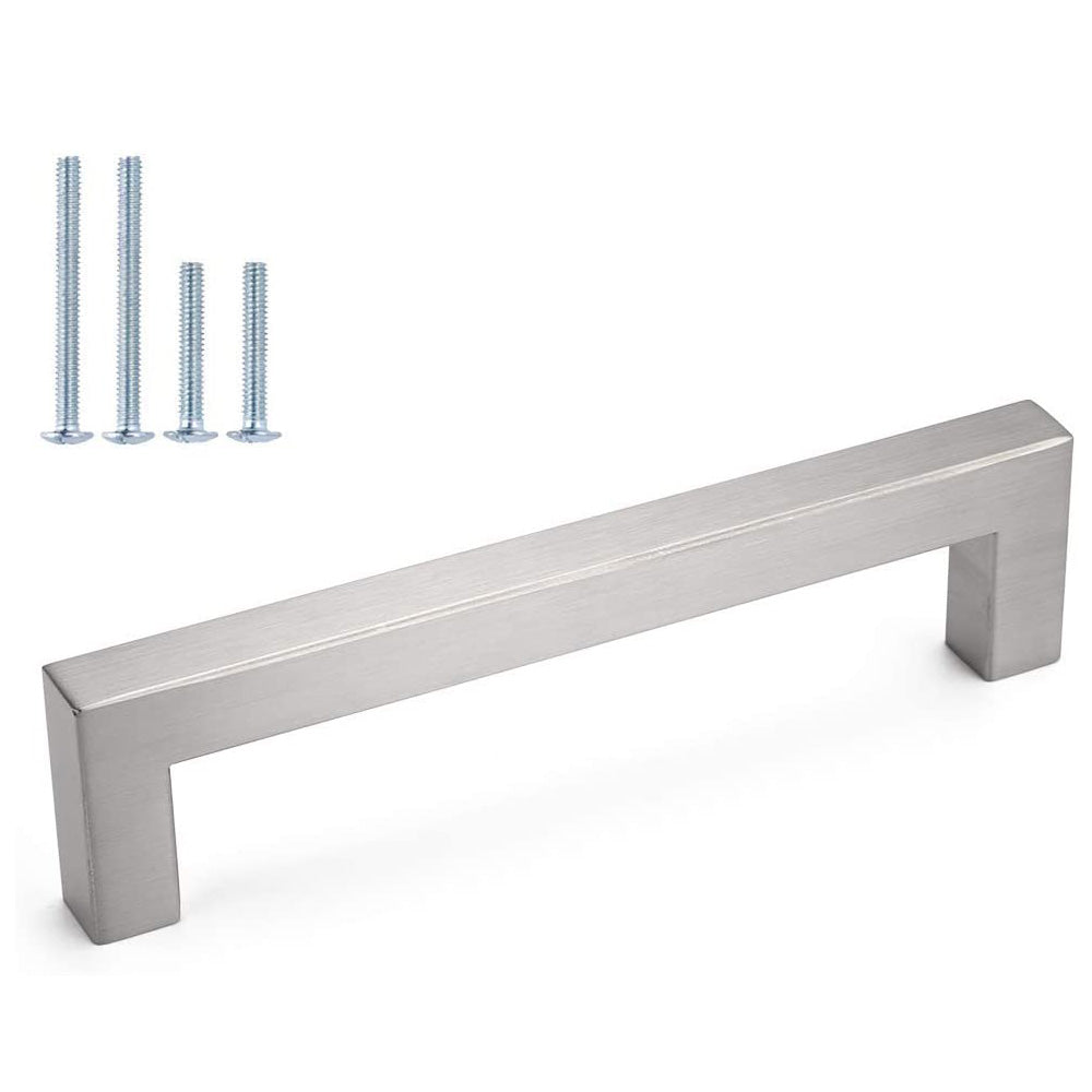 Brushed Nickel Stainless Steel Cabinet Pulls - Square Design