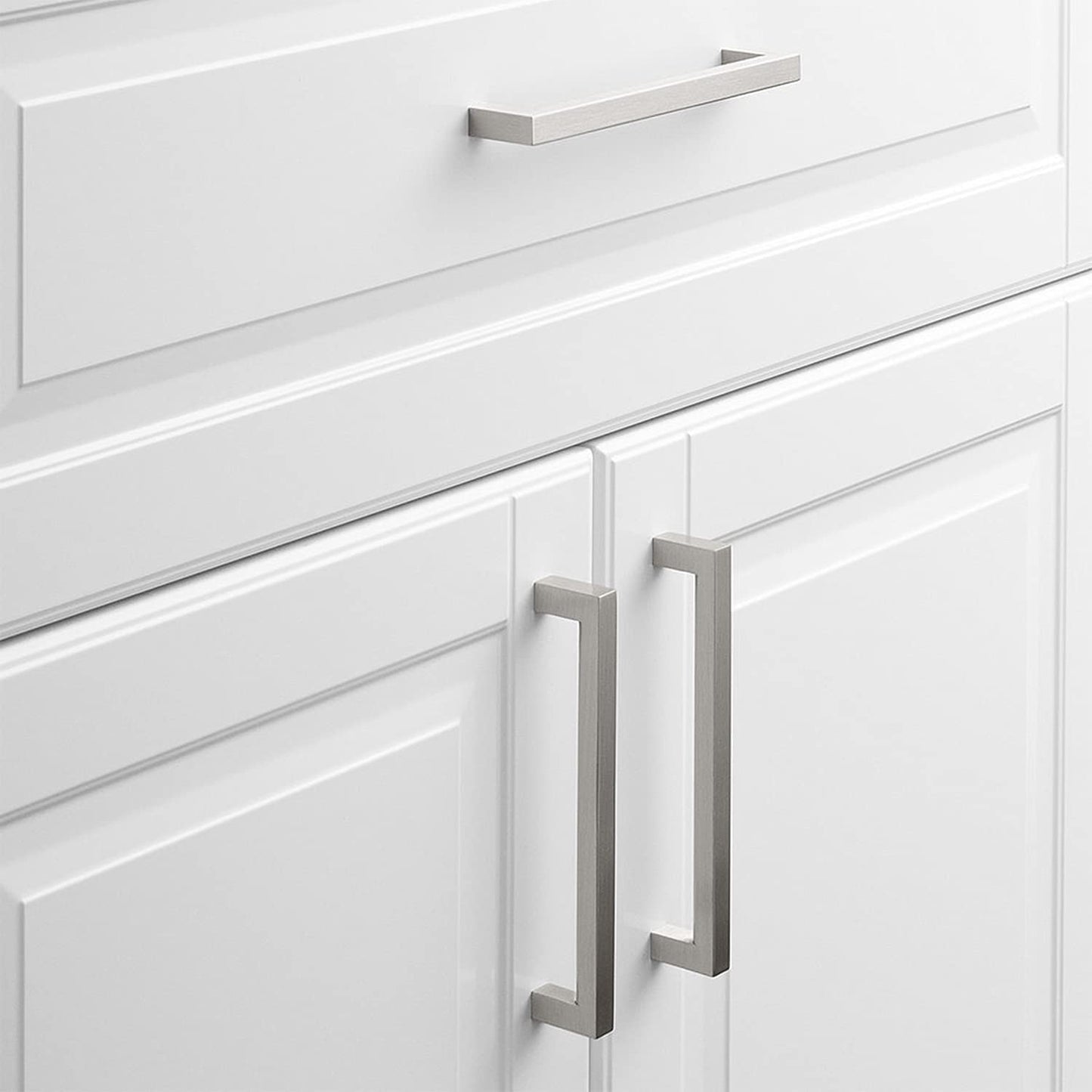 Brushed Nickel Stainless Steel Cabinet Pulls - Square Design