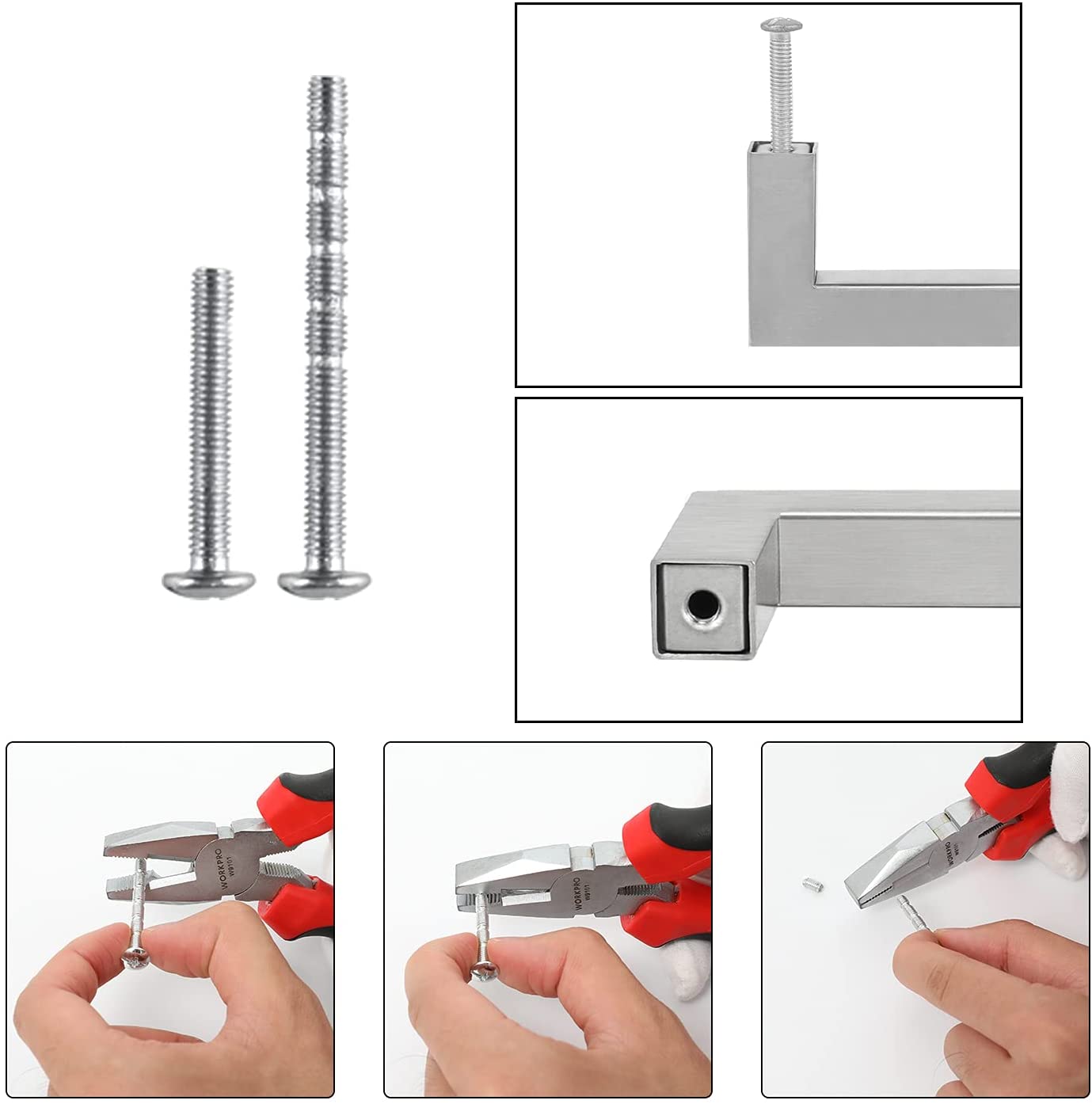Brushed Nickel Stainless Steel Cabinet Pulls - Square Design