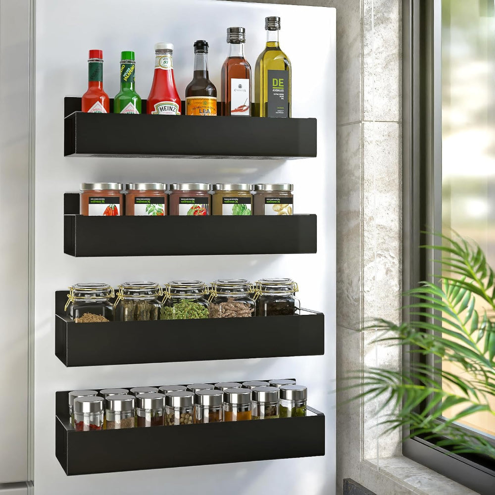 Magnetic Carbon Steel Refrigerator Spice Organizer Shelf
