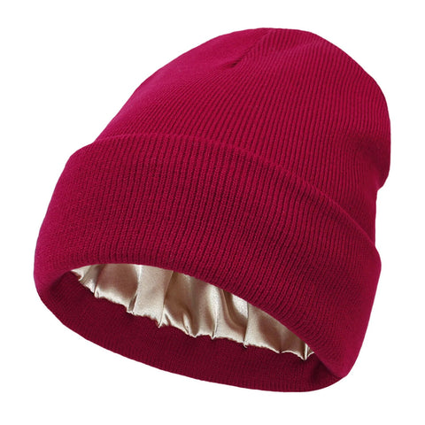 Silk Lined Wool Winter Beanie for Warmth and Hair Protection