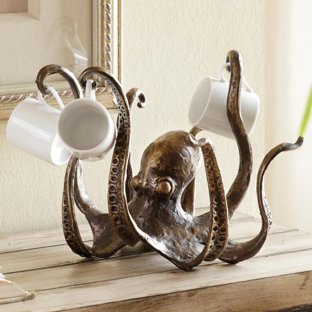 Antique Bronze Kraken Octopus Mug Holder