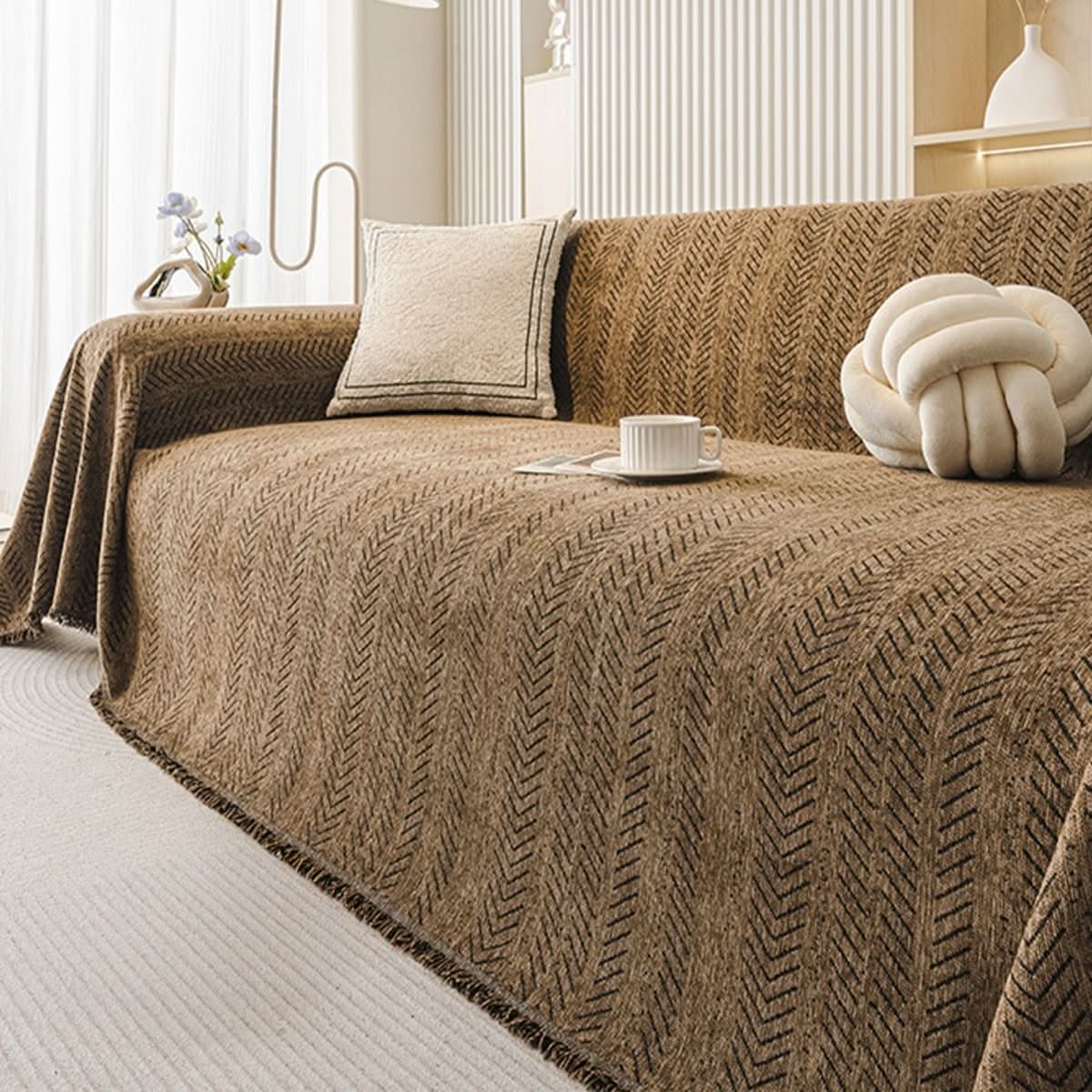 Scratch-Resistant Washable Chenille Sofa Cover for Pets