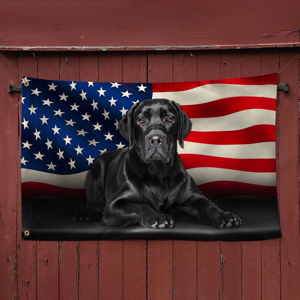 Black Labrador Retriever American Canvas Grommet Flag